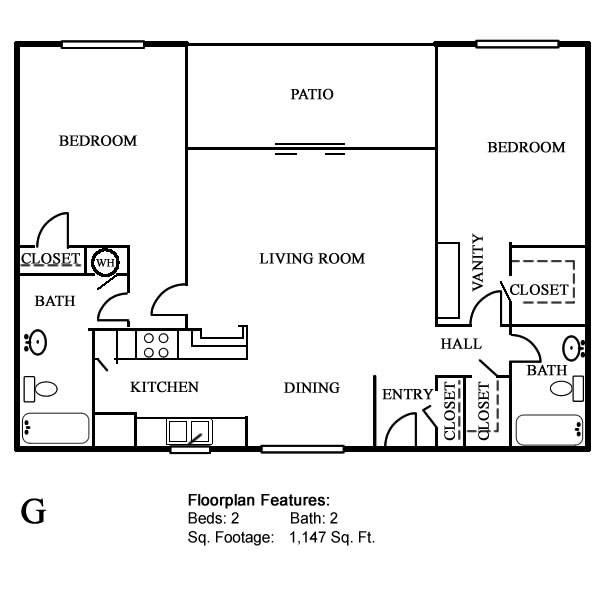 Plan G Two Bedroom / Two Bath - 1147 Sq. Ft.* Plan G Two Bedroom / Two Bath - 1147 Sq. Ft.*